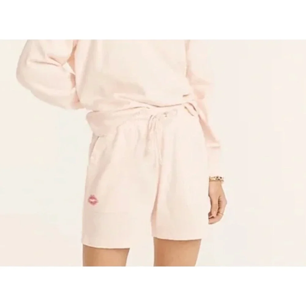 J.Crew Shorts Womens‎ Small Pink Magic Rinse Kiss Print Lounge Drawstring Cotton - Picture 4 of 12